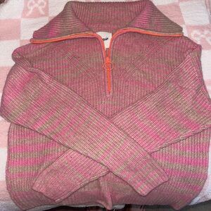 Aerie Quarter Zip Sweater in Lip Gloss